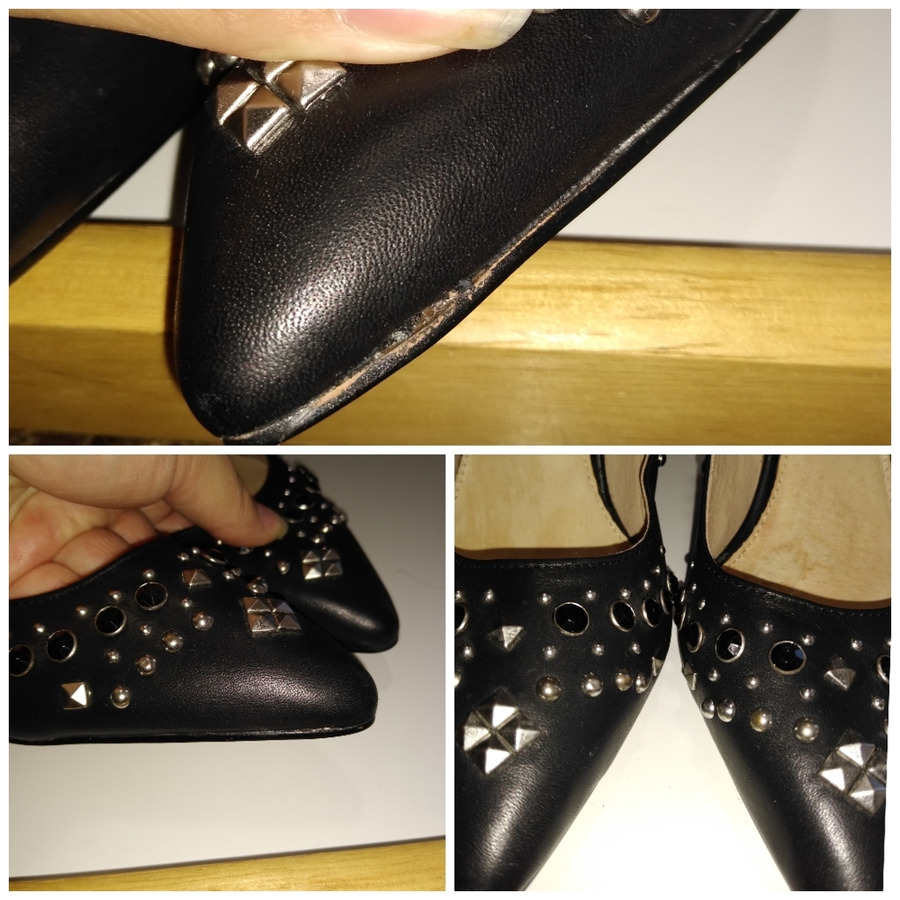 Aldo black leather studded classic pumps. - Picture 7 of 8